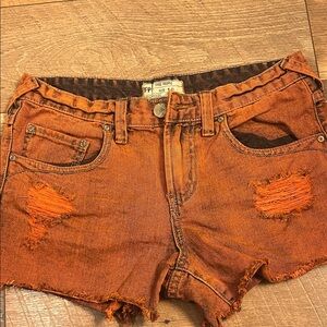 Free People Vibrant Orange Jean Shorts